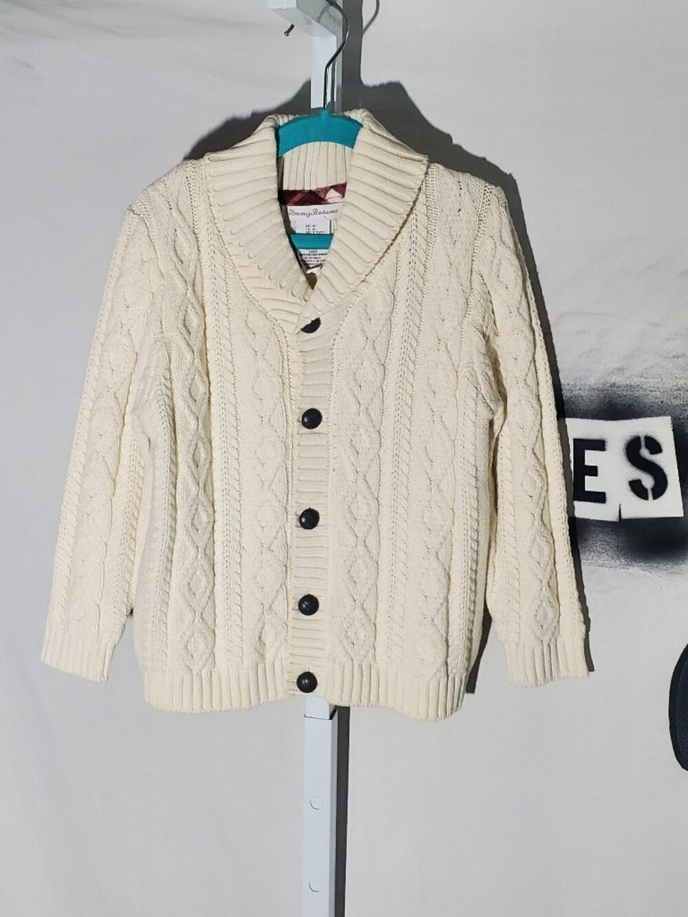 Tommy Bahama Unisex Cream Cable Knit Cardigan Sweater Sz 4T